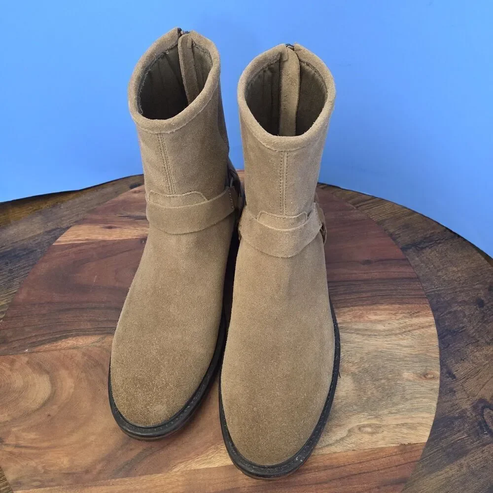 Andrew Marc Wymore Suede Engineer Boots Tan 2570 Men's 10.5